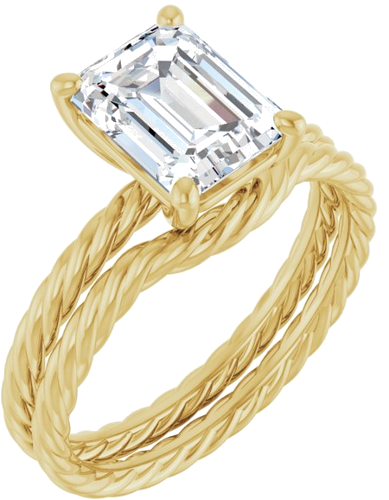 Sužadėtuvių Žiedas „Solitaire Rope“ 14k yellow gold Emerald 9mm x 7mm (6)
