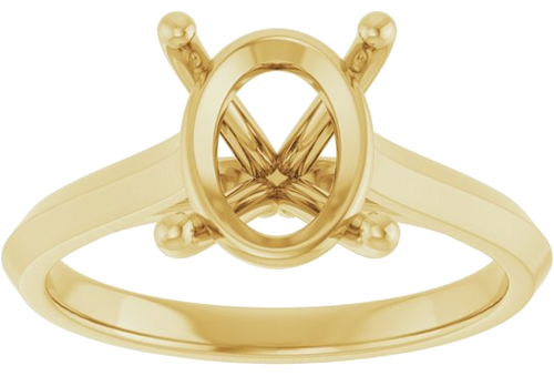 14K Yellow 10x8 mm Oval Solitaire Engagement Ring Mounting (3)