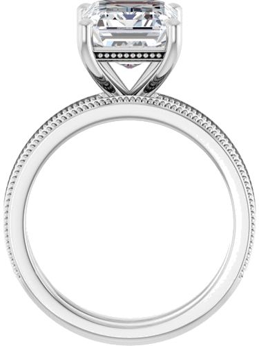 Sužadėtuvių Žiedas „Solitaire Milgrain“ 14k white gold Emerald 10mm x 8mm (7)