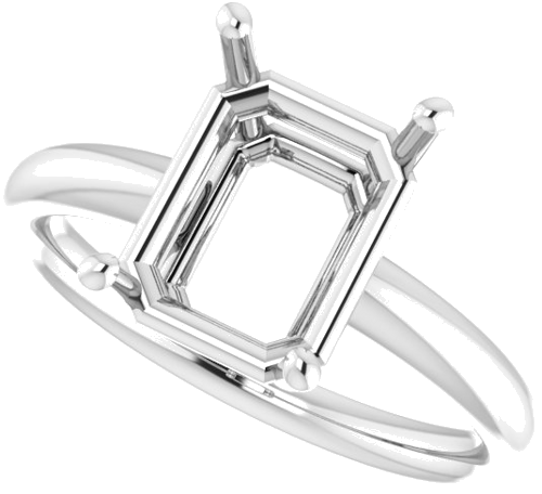 Platinum 10x8 mm Emerald Engagement Ring Mounting (5)