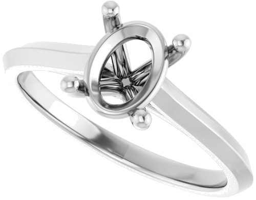14K White 8x6 mm Oval Solitaire Engagement Ring Mounting (5)