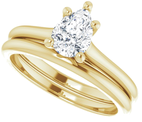 14K Yellow 7x5 mm Pear Solitaire Engagement Ring Mounting (10)