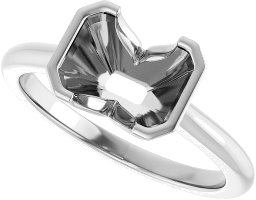 Sužadėtuvių Žiedas „Half Bezel Solitaire“ 585 Baltojo Aukso Emerald 8mm x 6mm (5)