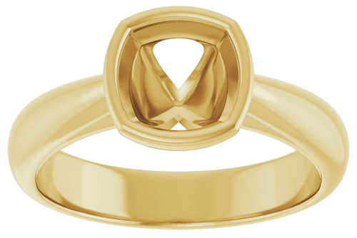 Sužadėtuvių Žiedas „Bezel-Set Solitaire“ 14k yellow gold Cushion 6.5mm (3)