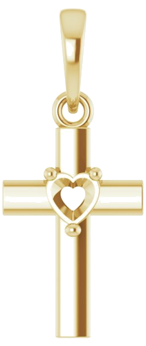 Pakabukas „Heart Cross“ 14k yellow gold Heart 3mm (1)