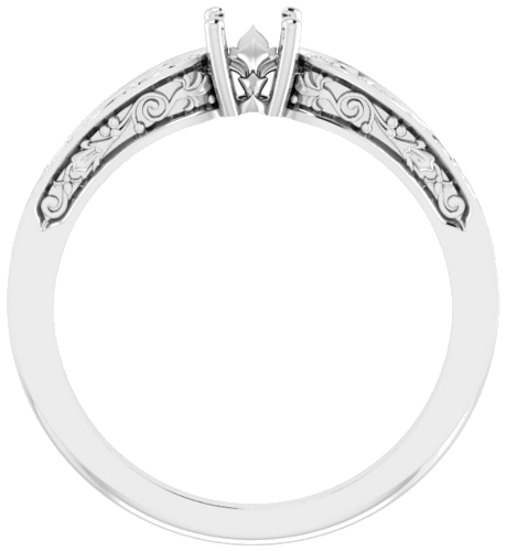 Sužadėtuvių Žiedas „Floral Solitaire“ 585 Baltojo Aukso Round 4.1mm (2)