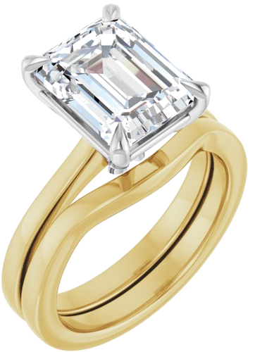 Sužadėtuvių Žiedas „Claw-Prong“ 14k yellow/white gold Emerald 10mm x 8mm (6)