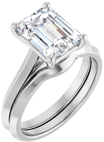 Sužadėtuvių Žiedas „Claw-Prong“ 950 Platinos Emerald 9mm x 7mm (6)
