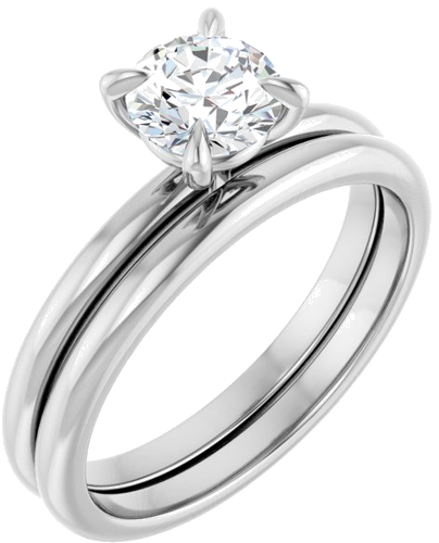 Sužadėtuvių Žiedas „Solitaire“ 10k white gold Round 5.8mm (6)