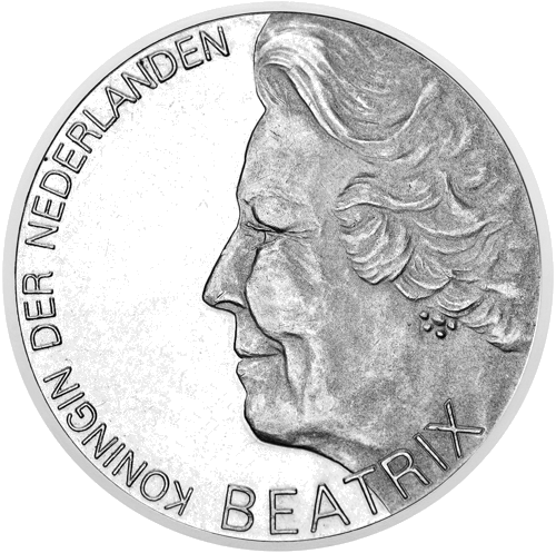 10 Guldenų Beatrix Hugo Grocijus 1995 Nyderlandai sidabrinė moneta (2)
