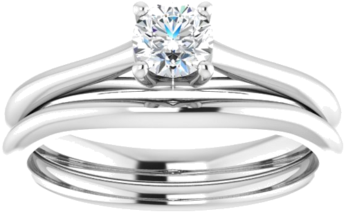Sužadėtuvių Žiedas „Solitaire“ 585 Baltojo Aukso Round 4.4mm (8)