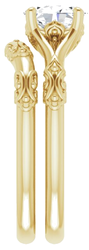 Sužadėtuvių Žiedas „Solitaire Sculptural“ 14k yellow gold Oval 7mm x 5mm (9)
