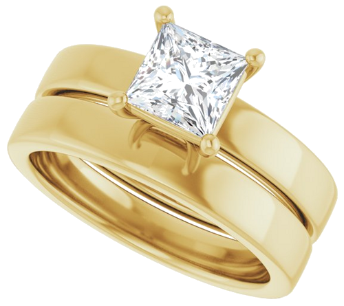 Sužadėtuvių Žiedas „Solitaire“ 10k yellow gold Square 5.5mm (10)