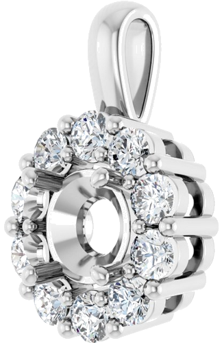 Pakabukas „Halo-Style“ 14k white gold Round 6mm (2)