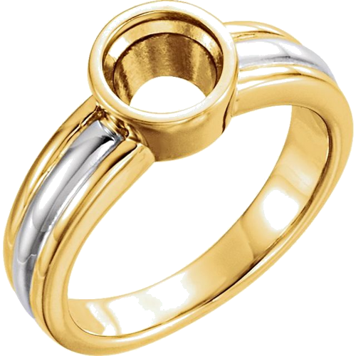 14K Yellow   White 7 mm Round Bezel-Set Solitaire Engagement Ring Mounting (1)