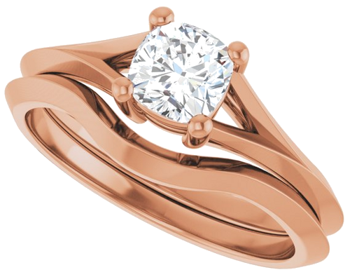 Sužadėtuvių Žiedas „Solitaire Split Shank“ 14k rose gold Cushion 5mm (10)
