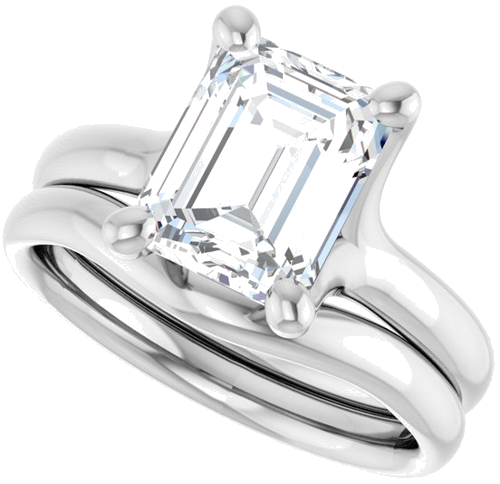 Sužadėtuvių Žiedas „Solitaire“ 14k white gold Emerald 9mm x 7mm (10)