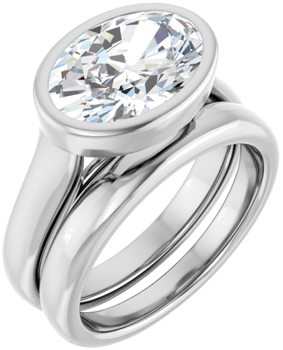 Sužadėtuvių Žiedas „Bezel-Set Solitaire“ 14k white gold Oval 11.5mm x 8mm (6)