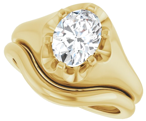 Sužadėtuvių Žiedas „Solitaire Belcher“ 14k yellow gold Oval 8mm x 6mm (10)