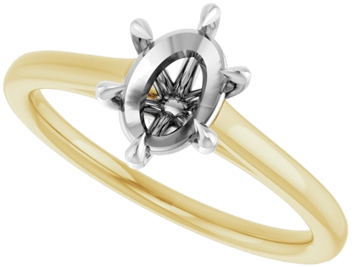 Sužadėtuvių Žiedas „Claw-Pong“ 14k yellow/white gold Oval 7.5mm x 5.5mm (5)