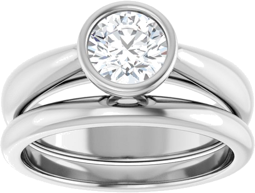 Sužadėtuvių Žiedas „Bezel-Set Solitaire“ 14k white gold Round 5.8mm (8)