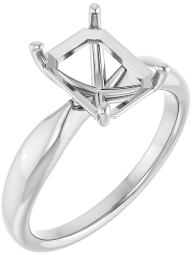 14K White  9x7 mm Emerald Solitaire Engagement Ring Mounting (1)