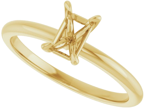 10K Yellow  6x4 mm Emerald Solitaire Engagement Ring Mounting (5)