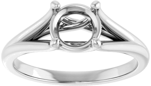 14K White 6.5 mm Round Solitaire Engagement Ring Mounting (3)