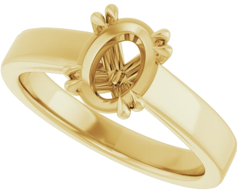 14K Yellow 8x6 mm Oval Engagement Ring Mounting (5)