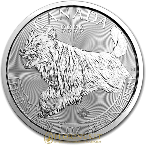 1 oz Vilkas 2018 Kanada sidabrinė moneta (Plėšrūnų serija) (1)
