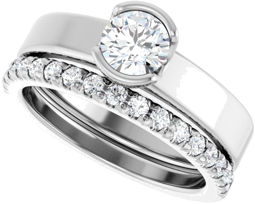 Sužadėtuvių Žiedas „Half-Bezel Solitaire“ 14k white gold Round 5.2mm (10)