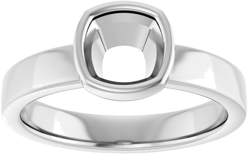 Sužadėtuvių Žiedas „Bezel-Set Solitaire“ 14k white gold Cushion 6mm (3)