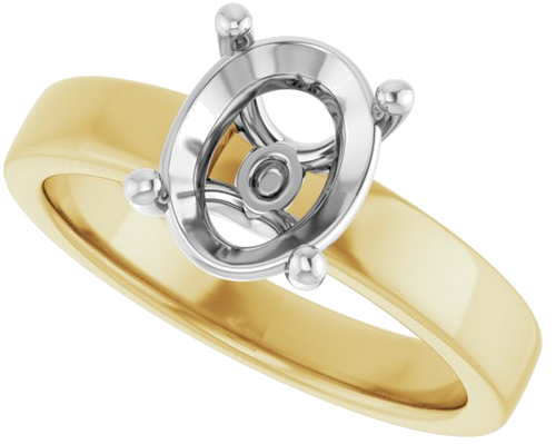 Sužadėtuvių Žiedas „Solitaire“ 14k yellow/white gold Oval 9mm x 7mm (5)