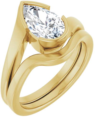 Sužadėtuvių Žiedas „Half-Bezel Solitaire“ 14k yellow gold Pear 10mm x 6mm (6)