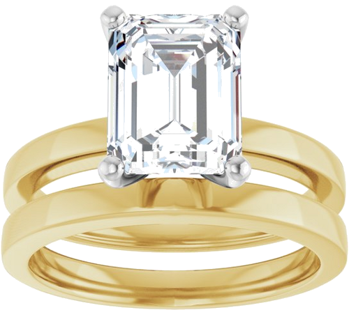 Sužadėtuvių Žiedas „Solitaire“ 585 Baltojo Ir Geltonojo Aukso Emerald 9mm x 7mm (8)