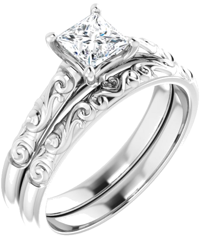Sužadėtuvių Žiedas „Solitaire“ 950 Platinos Square 4.5mm (6)