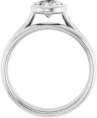 Sužadėtuvių Žiedas „Bezel-Set Solitaire“ 585 Baltojo Aukso Oval 8mm x 6mm (7)