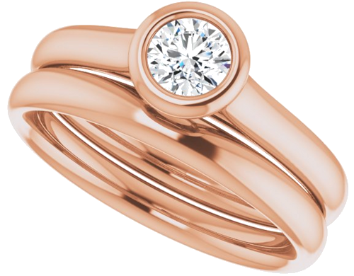 Sužadėtuvių Žiedas „Bezel-Set Solitaire“ 585 Rožinis Aukso Round 4.4mm (10)