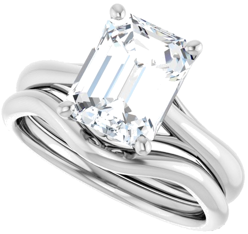 Sužadėtuvių Žiedas „Solitaire“ 14k white gold Emerald 9mm x 7mm (10)