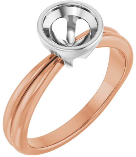 Sužadėtuvių Žiedas „Bezel-Set Solitaire“ 14k rose/white gold Round 6.5mm (1)