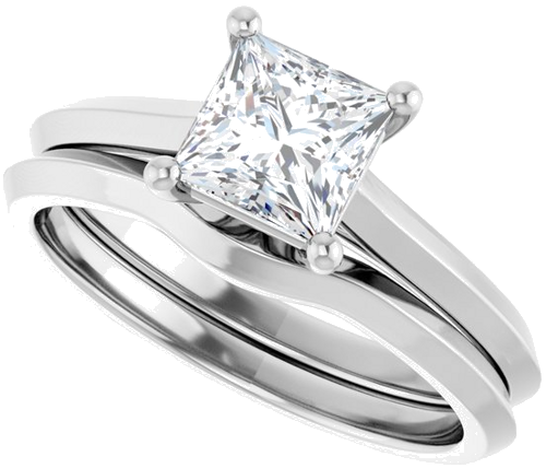 Sužadėtuvių Žiedas „Claw-Prong“ 14k white gold Square 5.5mm (10)