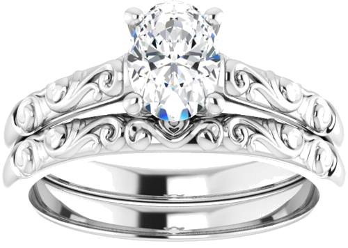 Sužadėtuvių Žiedas „Solitaire“ 585 Baltojo Aukso Oval 7mm x 5mm (7)