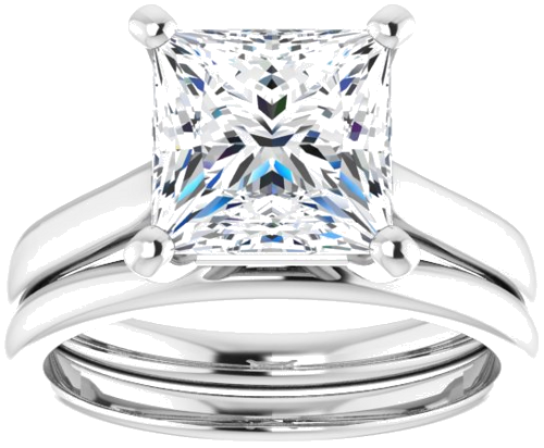 14K White 8 mm Square Engagement Ring Mounting (8)