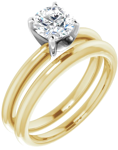 14K Yellow   White  6 mm Round Solitaire Engagement Ring Mounting (6)