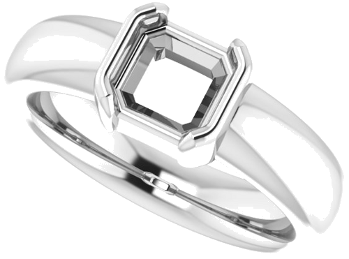 Sužadėtuvių Žiedas „Half Bezel Solitaire“ 585 Baltojo Aukso Asscher 6mm (5)