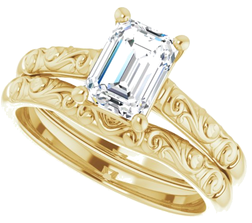 14K Yellow 7x5 mm Emerald Solitaire Engagement Ring Mounting (8)