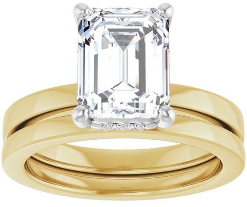 Sužadėtuvių Žiedas „Hidden Halo-Style“ 14k yellow/white gold Emerald 9mm x 7mm (8)