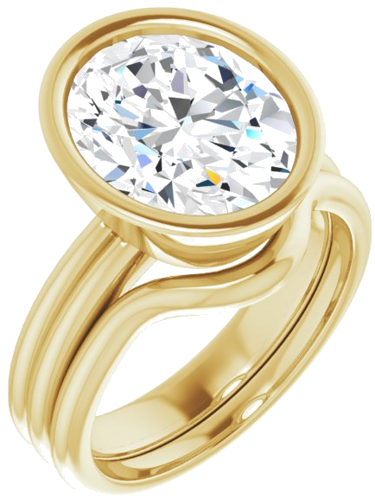 Sužadėtuvių Žiedas „Bezel-Set Solitaire“ 10k yellow gold Oval 12mm x 10mm (6)