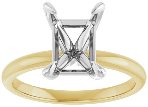 14K Yellow White 9 x 7 mm Emerald Engagement Ring Mounting (3)