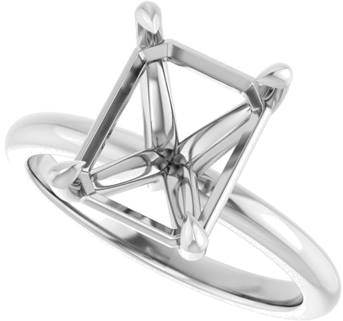 Sužadėtuvių Žiedas 585 Baltojo Aukso Emerald 10mm x 8mm (5)